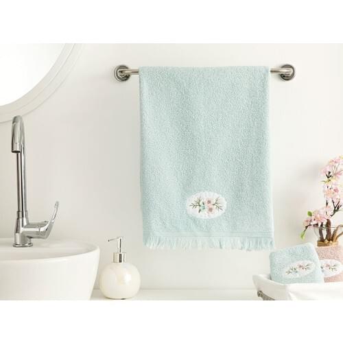 English Home Fancy Flowers Embroidered Face Towels 50x76 Cm Seledon