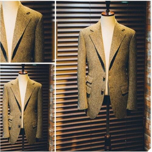 Herringbone Mens Suit Purple One Piece Suit Vintage Notched Lapel Casual Wintwe Outfit Party Prom Wedding Tuxedos