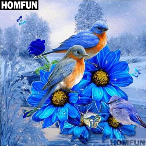 HOMFUN Full Square/Round Drill 5D DIY Diamond Painting "Blue flower & bird" 3D Embroidery Cross Stitch 5D Home Decor A01527