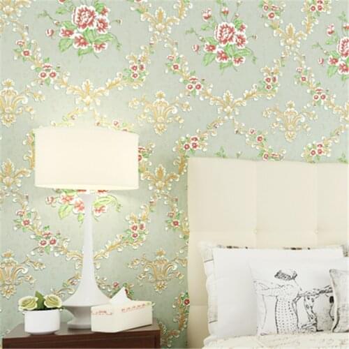 Beibehang Non-woven wallpaper bedroom warm Korean garden flowers covered with elegant living room wallpaper explosion
