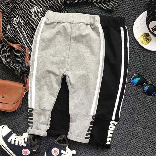 2017 new winter Girls Kids boys thickening Striped letters plus velvet pants comfortable cute baby Clothes Children Clothing