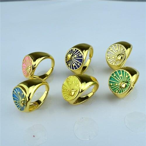 2021 new oil dripping opening adjustable circular graffiti small fresh ring mens and womens versatile jewelry wholesale gifts