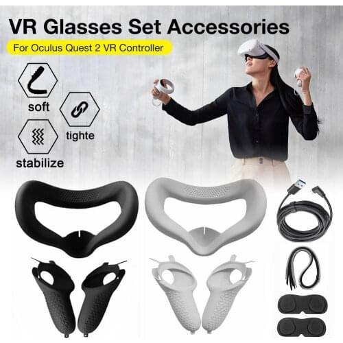 VR Accessories Set Protective Cover For Oculus Quest 2 VR Touch Controller With Knuckle Strap Handle Grip For Oculus Quest2