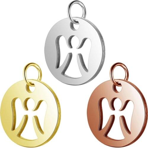 Angel Pendant Fully Polished Laser Cut Stainless Steel Jewelry Gold Plated Geometric Small Necklace Pendant Fitting