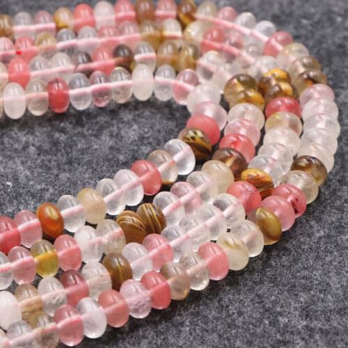 Hot Sale Tourmaline Stone Watermelon Crystal Loose Bead for DIY Necklace Bracelet Rondelle 4x6 5x8mm Jewelry Accessories 15"B222