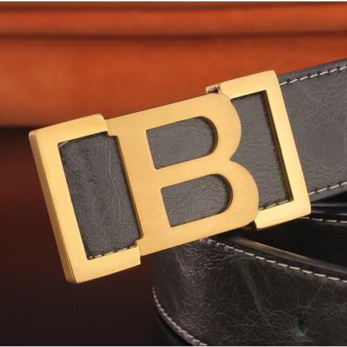 High Quality steel Buckle belts men B letter slide buckle fashion genuine leather luxury famous brand Waist Strap Cowskin belt