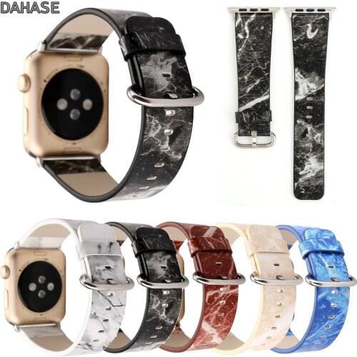 DAHASE Marble Design PU Leather Watch Band for Apple Watch Series 1 2 3 Strap Belt for iWatch 38mm 42mm Bracelet Wrist Band