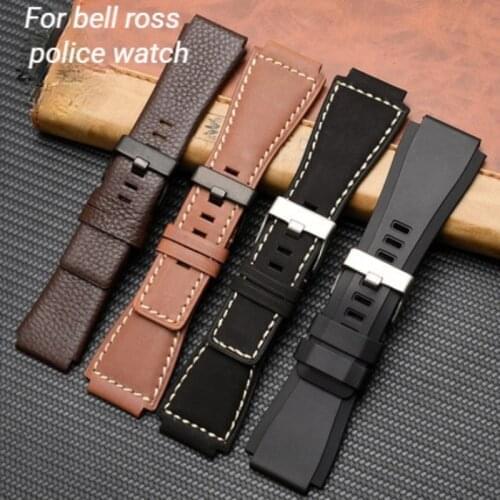 Cowhide watch band Suitable for BR Bell Ross/Police POLICE watch PL14796J 24mm