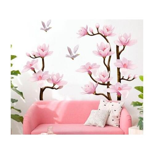 Pink Flowers Wedding Decoration Wall Sticker Painting for Sofa Background Wall Bedroom Living Room Wall Decor Wall Art