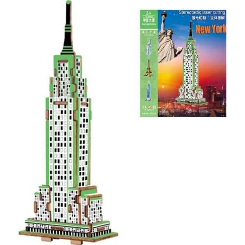 Assembly Construction Wooden 3D Puzzle Model Building Kits Toys Teens crafts Eiffel Tower Empire State Building Maya Pyramid