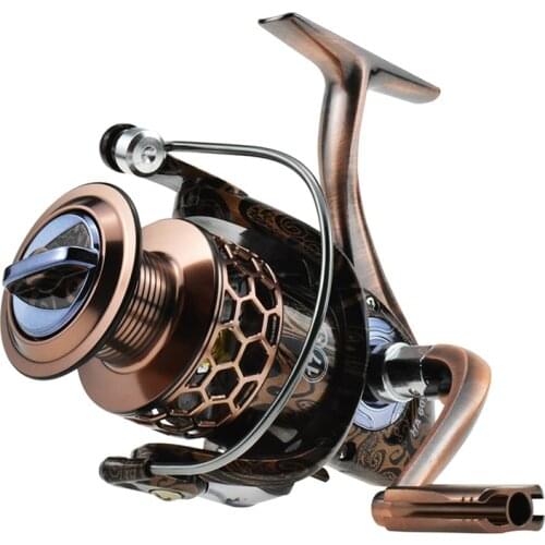 2020 New 5.2:1 Speed Ratio Metal Body Spinning Reel All Metal Handle 1000 2000 3000 4000 5000 Fishing Reel Honeycomb Structure