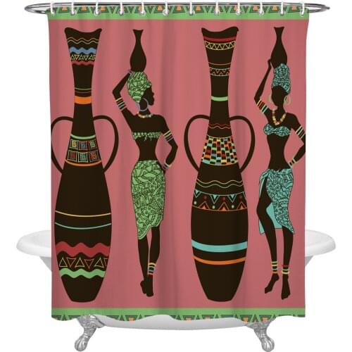 Waterproof Shower Curtains Vase African Woman Silhouette Shower Curtain Frabic Polyester Bathroom decor Curtain