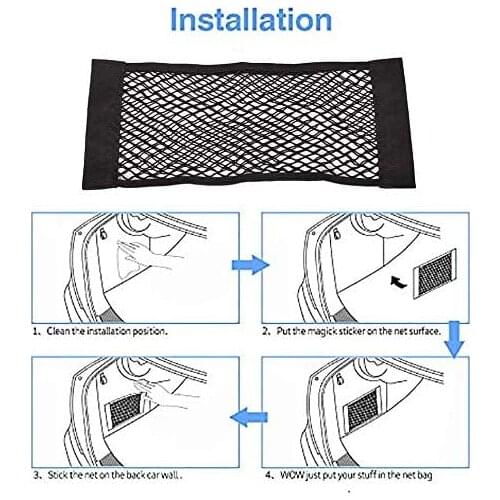 WATERCARBON Universal Trunk Organizer Rear Seat Back Cargo Mesh Net Flexible Nylon Car Storage Wall Sticker Pouch