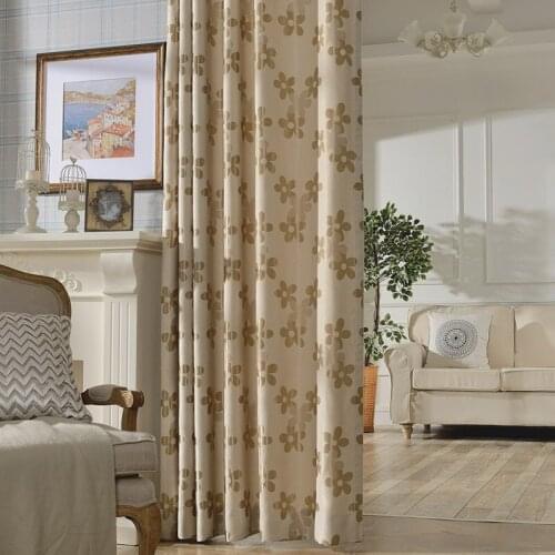 Blackout Curtains Jacquard Curtains Pastoral Simplicity Modern Flowers Environmental Protection Curtains for Living Room Bedroom