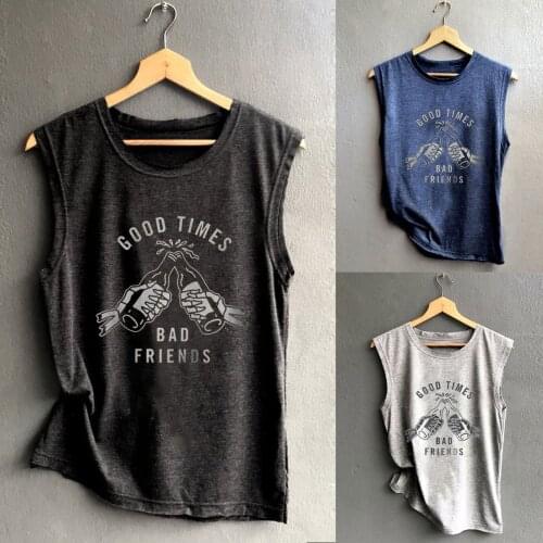 Women Sleeveless Top Simple Vest Cheers Text Printing Blouse Tank Camisole Solid Color Daily Casual All-match Gilrs Vest