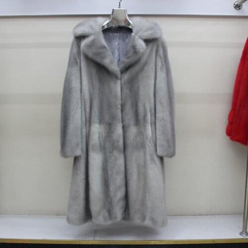 Mink Real Fur New Fashion Women Whole Coat Winter Long Slim Warm Overcoat Mink Fur Coat