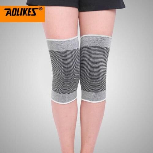 1 Pair Gym Knee Support Leg Arthritis Injury Outdoor Sports Sleeve Elasticated Bandage Pad Charcoal Knitted Elbow Knee Pads