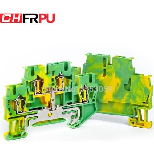 1Pcs STTB2.5-PE Din Rail Double-layer Ground Spring Terminal Block Return Pull Type Spring Earthed Terminal Connectors