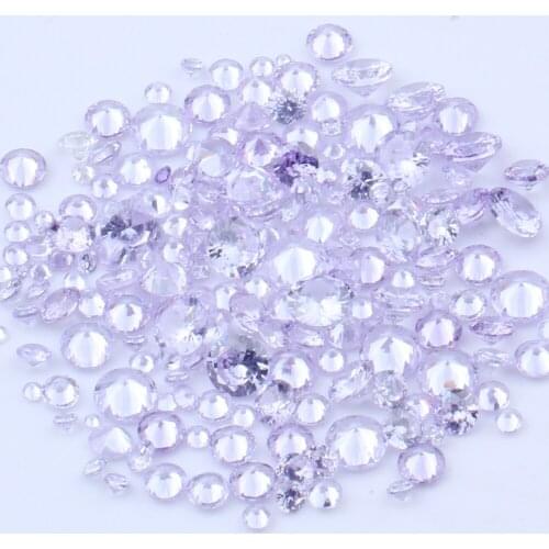 100pcs 1mm-4mm 5A And Mixed Sizes Round Beads Cut CZ Stone Brilliant Light Purple Color Cubic Zirconia Synthetic Gems stone