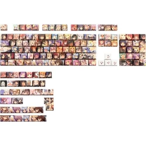 129 Keys/set XDA Profile Cartoon Figure Keycap For Mechanical Keyboard PBT Dye Subbed Key Caps With 6.5U 7U Spacebar ISO