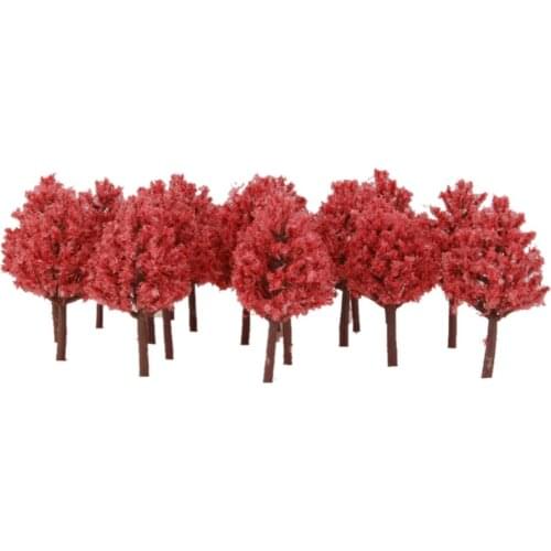 20x 1/150 Mini Model Trees for Architecture Park Garden Diorama 7cm Red