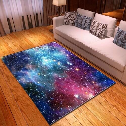 3D Galaxy Space Stars Printing Carpets For Living Room Bedroom Decoration Area Rugs Flannel Rug Table Large Parlor Tea Mat Soft