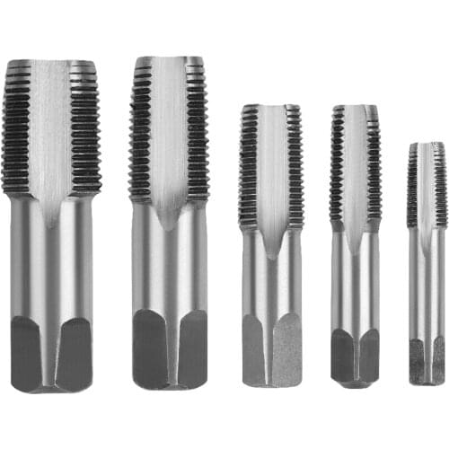 1/8" 1/4" 3/8" 1/2" 3/4" 5 Pieces NPT Pipe Tap Set Thread Forming Taps Carbon Steel Clean Damaged Pipe Threads