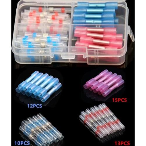 50Pcs Heat Shrink Wire Connectors Solder Seal Wire Connector Waterproof Wire Cable Butt Terminals For Marine and Automobile