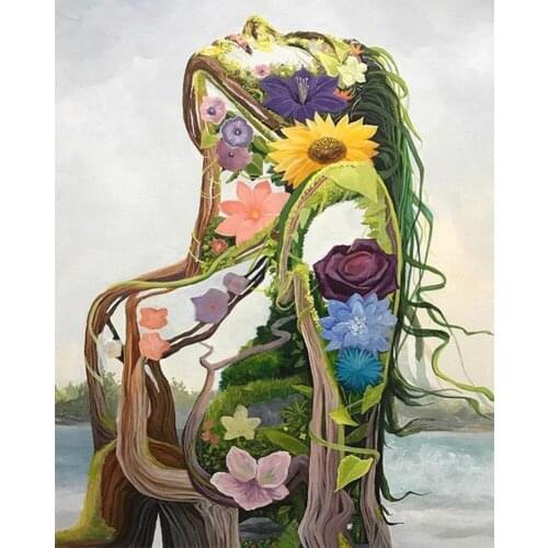 30x40cm 5D DIY Diamond Painting Full Round Drill Forest goddess of Rhinestone Goddess Character Series Round Diamond Resin Diamo