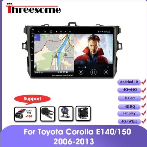 Android10.0 2 Din Car Radio For Toyota Corolla E140/150 2006-2013 4G+WiFi Multimedia Player Navigation GPS RDS DSP 48EQ 4G+64G