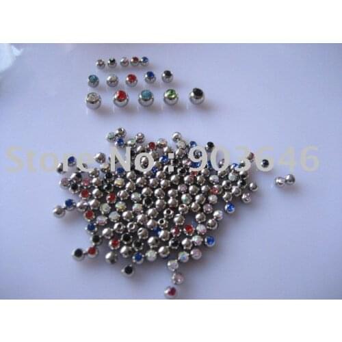 Free shippment 100pcs/lot Crystal Gems Ball Replacement Body piercing jewelry 16gx3mm