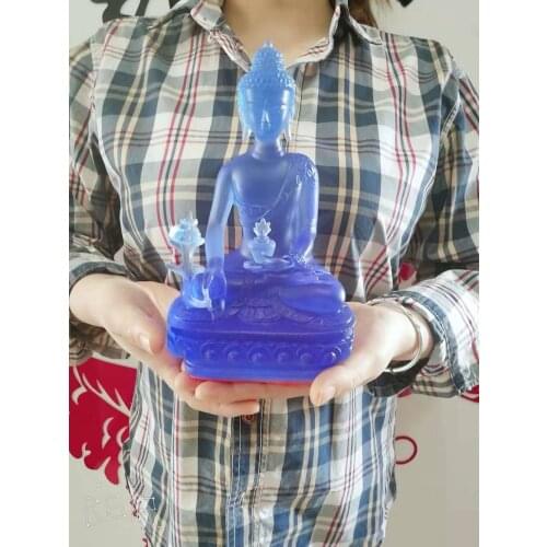 20CM large 2020 HOME Shop office effective protection Decorate Buddha statues talisman crystal the Medicine Buddha statue