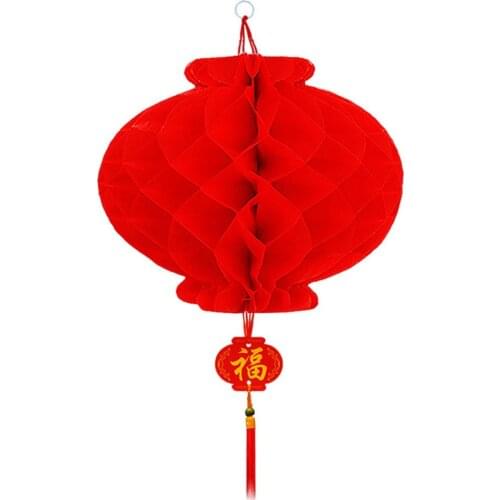Big Red Honeycomb Hanging Lantern Thickened Wedding Party Birthday Decoration Spring Festival Christmas Ornament For Home Shop