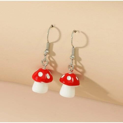Simple Fresh Simulation Mushroom Long Drop Earrings for Girls Women Fashion Sweet Jewelry Accessories серьги 2021 Birthday Gift
