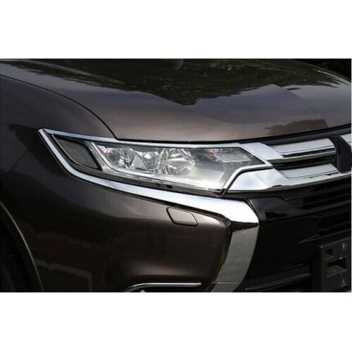 For Mitsubishi Outlander 2016 High quality ABS Chrome Front Head Light Lamp Headlight Cover Trim Frame Sticker