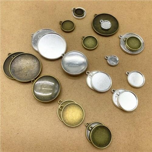 10pcs/Lot 8/10/12/14/16/18/20/25/30mm Double Side Glass Cabochon Copper Material Cameo Base Setting DIY Component Base