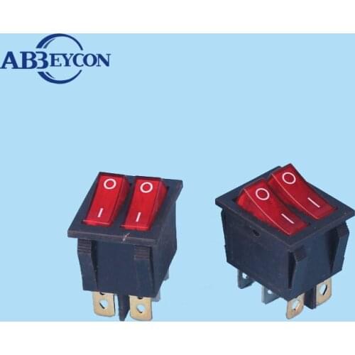 KCD2-2101N-5 Double Button 6Pin On-on Mini Lighted Electrical IP40 Rocker Switch T85 15A 250V