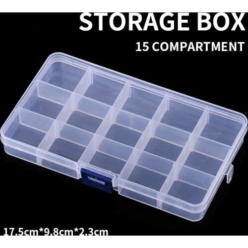HENGJIA 1PC 15 Compartment Storage Box Transparent Bait Box Multifunctional Transparent Visible Fishing Box