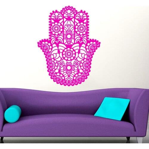 Art New Design Home Wall Stickers Vinyl Decals Yoga Fatima Hand Hamsa Buddha Mural Arabian Lucky Room Yoga Sticker CW-35