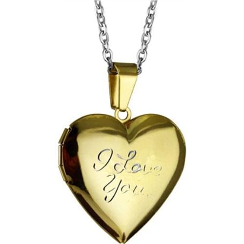 I Love YOU Locket Openable Box Lovely Heart Shape Picture/Photo Frame sachet perfume box Stainless Steel blank Pendant