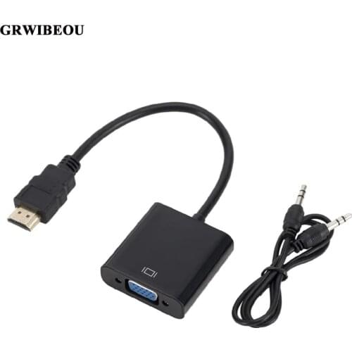 Grwibeou HDMI to VGA Adapter Cable Male To Female HDMI TO VGA Converter Adapter 1080P Digital to Analog Video Audio For Tablet