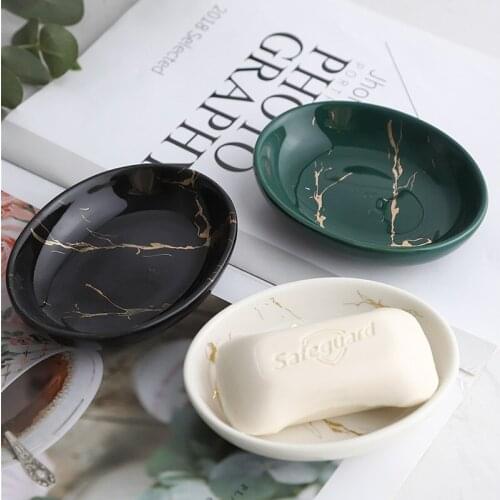 Creative Ceramic Soap Dish matte marble pattern Soap Container Jewelry watch storage rack Home Shower Tray Bathroom Accessories
