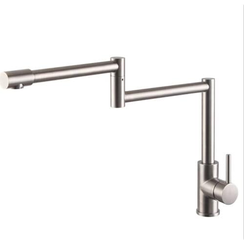 L16019 - Luxury Deck Mounted Chrome Finish 304 Stainless Steel Material Kitchen 360 Degree Spout of Cold Water Tap