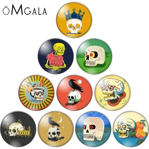 Summer Art Skull In the Beach Illustrations 12mm/14mm/18mm/20mm/25mm Round photo glass cabochon demo flat back Making findings