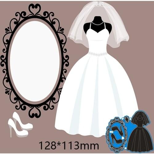 128*113mm wedding dress and mirror New Metal Cutting Dies Scrapbook paper Decoration Embossing DIY Paper Card Craft