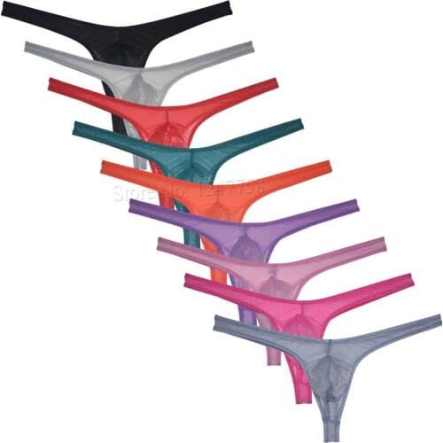 Mens Sheer Glass Yarn Bikini Thong Underwear Pouch T-back Organdy Tangas Ropa Interior Hombre