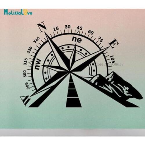 Compass Rose Mountains Wall Decals Vinyl Sticker Compass Navigate Ship Living Room Bedroom Home Decoration BD309