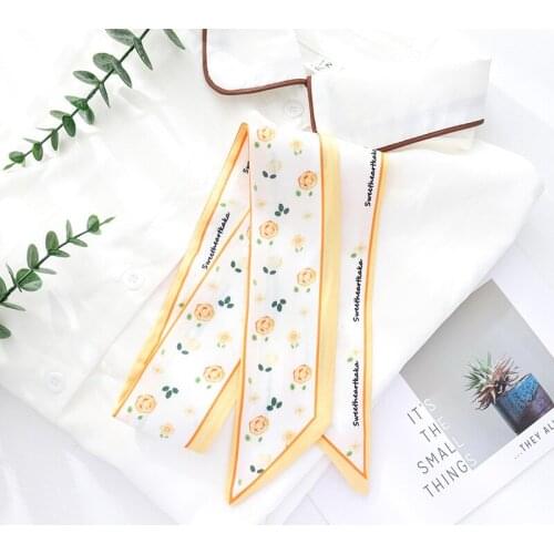 New Fashion Small Scarf Modern Elegant Print Long Head Scarves Long Skinny Silk Neck Scarf For Women
