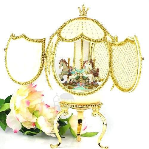 Ostrich egg fashion unique European royal wedding gift lover Christmas music box
