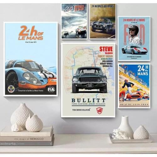 24 Hours Of Le Mans Poster On Canvas Poster Nordic Painting Wall Art Picture For Living Room Home Decor Nordic Frameless
